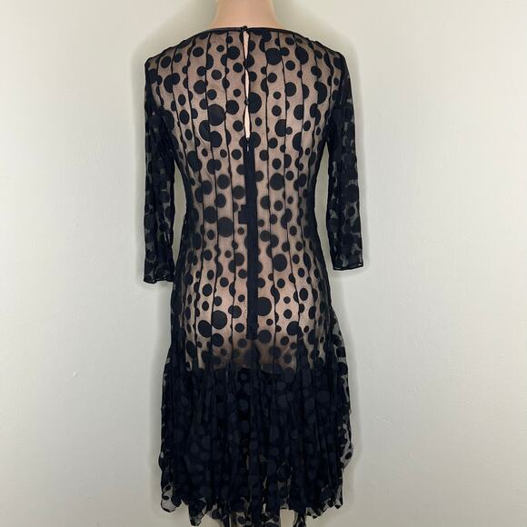 Rickie Freeman Teri Jon Dress 4 Womens Handkerchief Hem Polka Dot Party Designer - Picture 3 of 8